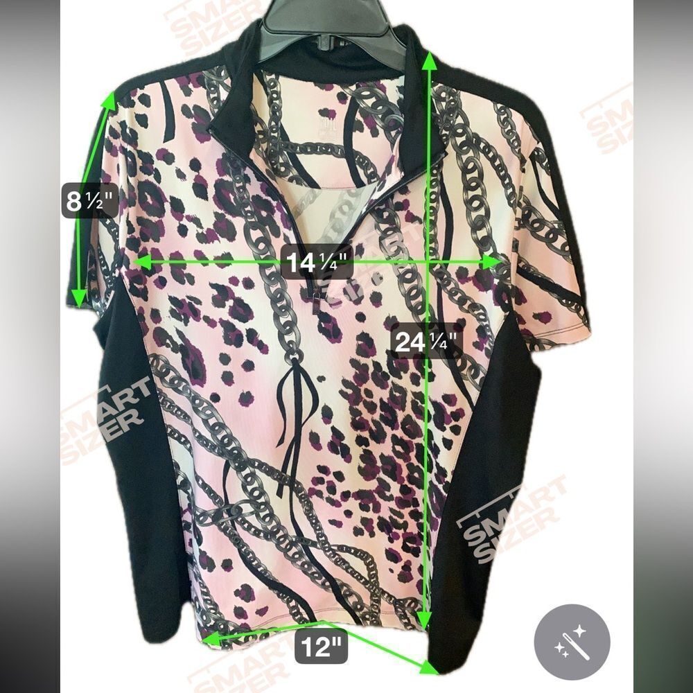 Tail Sz XL Pink & Black Animal Print Pickleball Golf Tennis Collar Polo - Picture 3 of 7